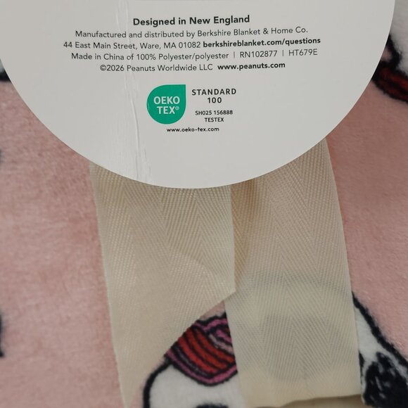 Peanuts Snoopy VelvetLoft Plush Blanket Full/Queen 90"x90" By Berkshire Hearts - Picture 7 of 9